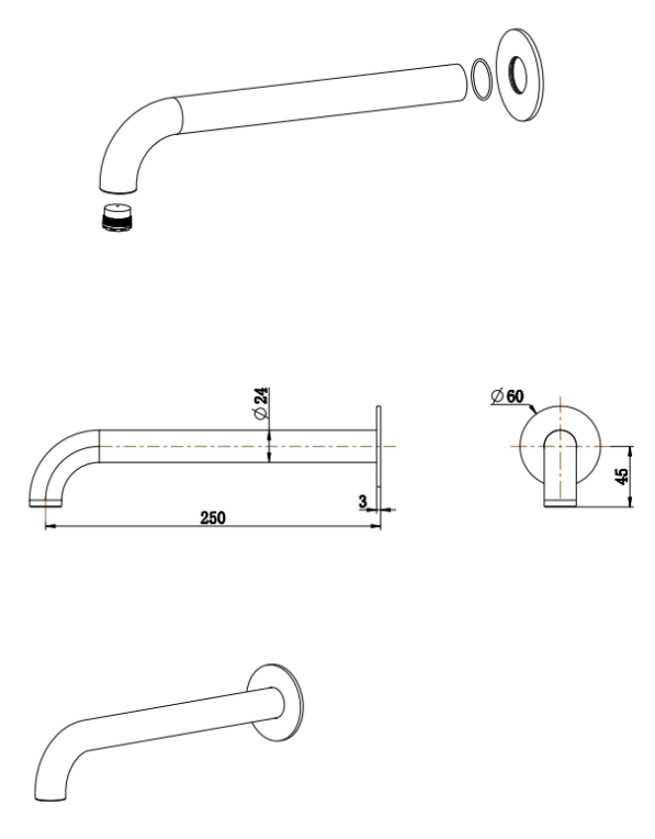 Mica Bath Spouts - 160/220/250mm - image 13