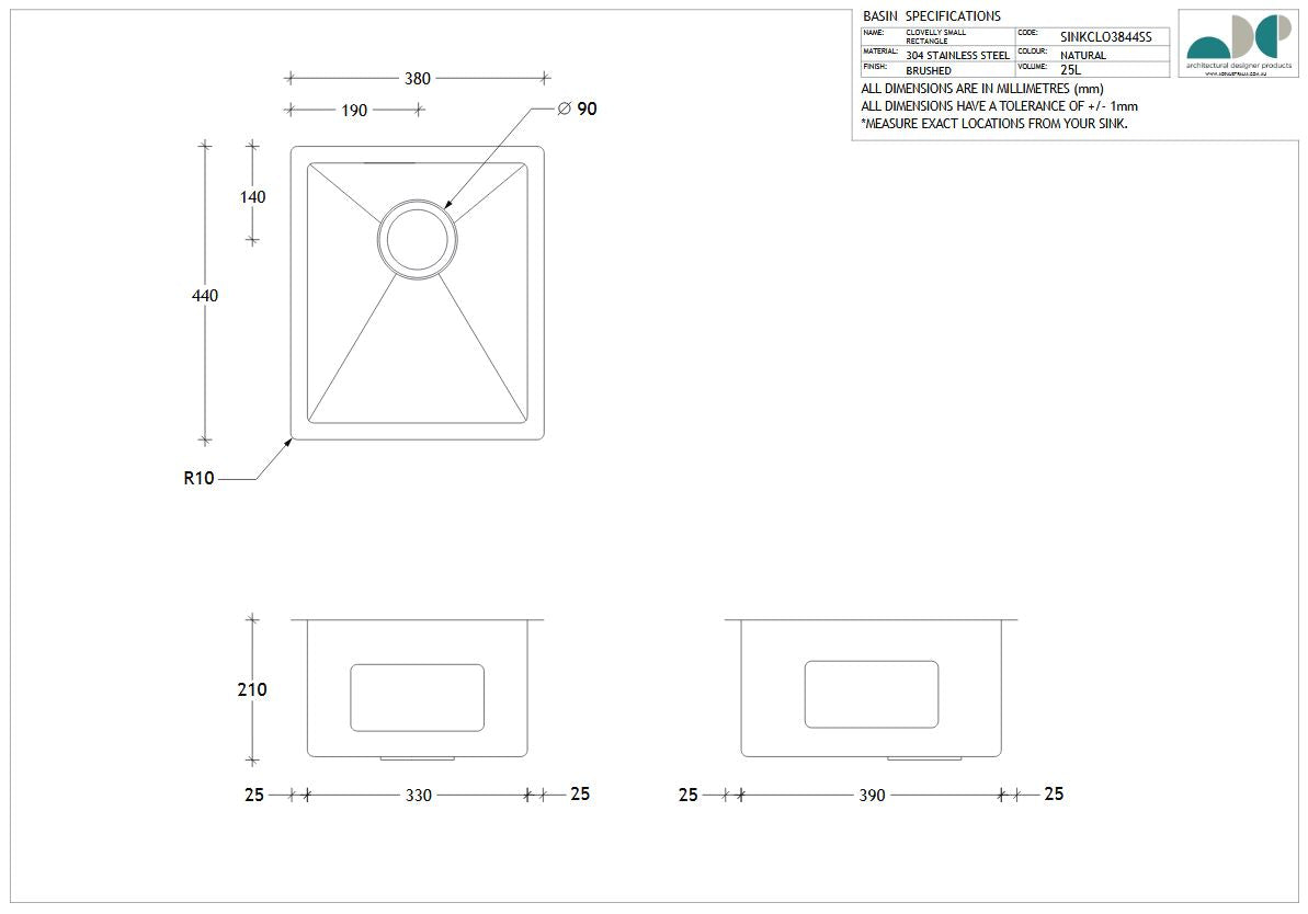 ADP - clovelly small rectangular sink