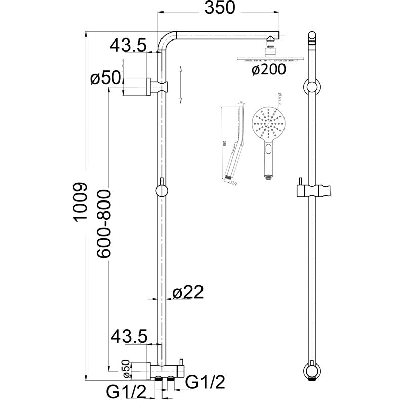 Mica Dual Shower Rail - RetroFit - image 1