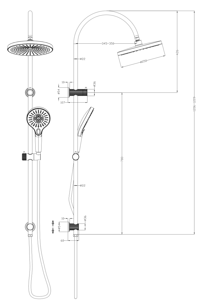 Mica Gooseneck Dual Shower Rail - image 3