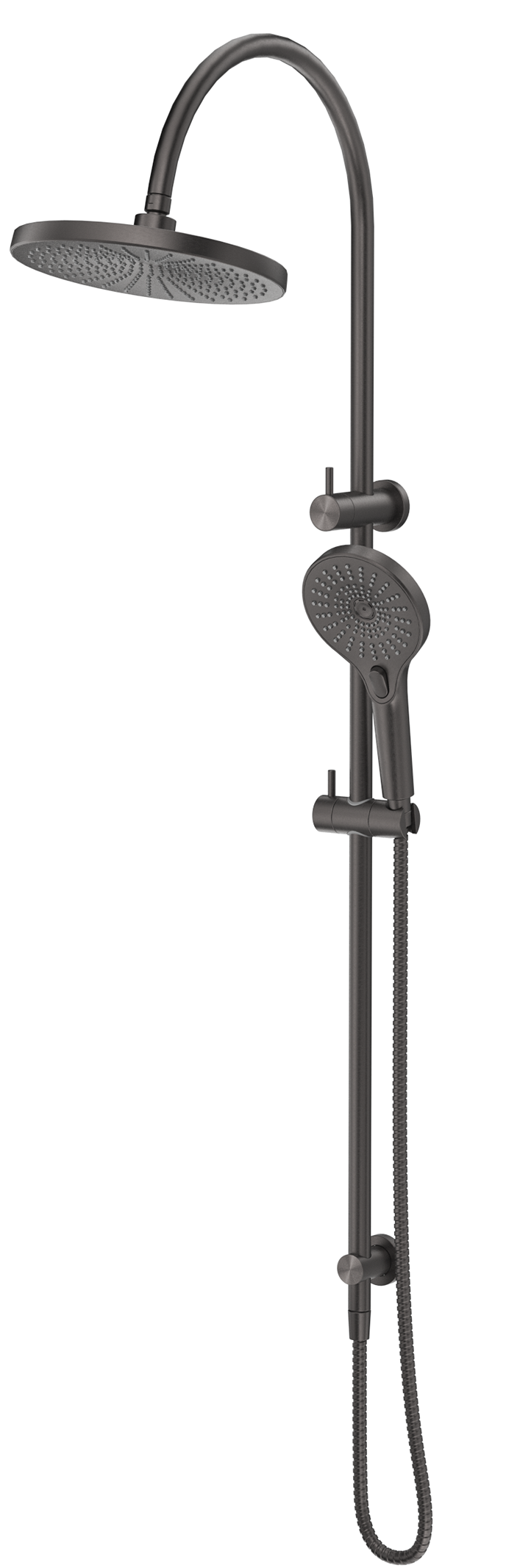 Mica Gooseneck Dual Shower Rail - Gunmetal
