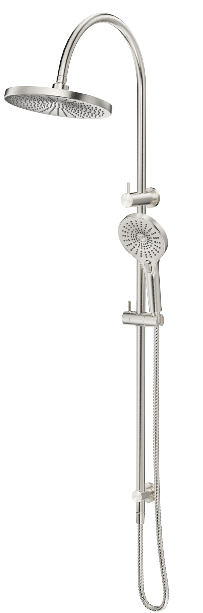 Mica Gooseneck Dual Shower Rail - Brushed Nickel