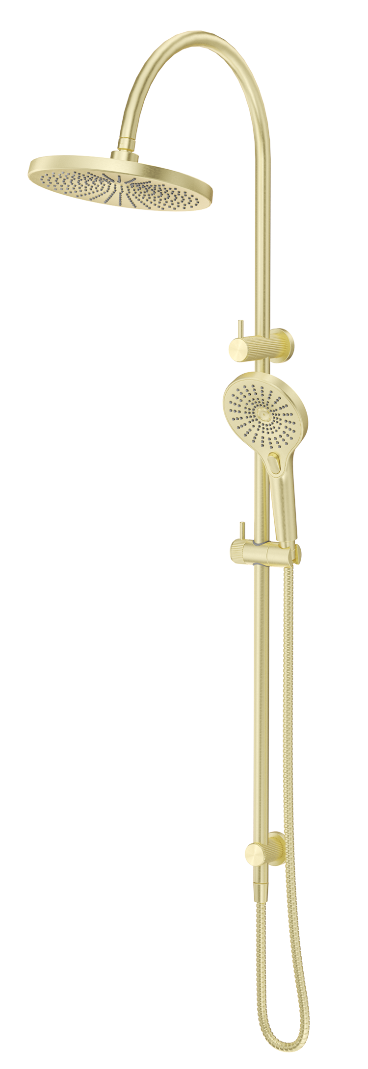 Mica Fluted Gooseneck Dual Shower Rail - French Gold
