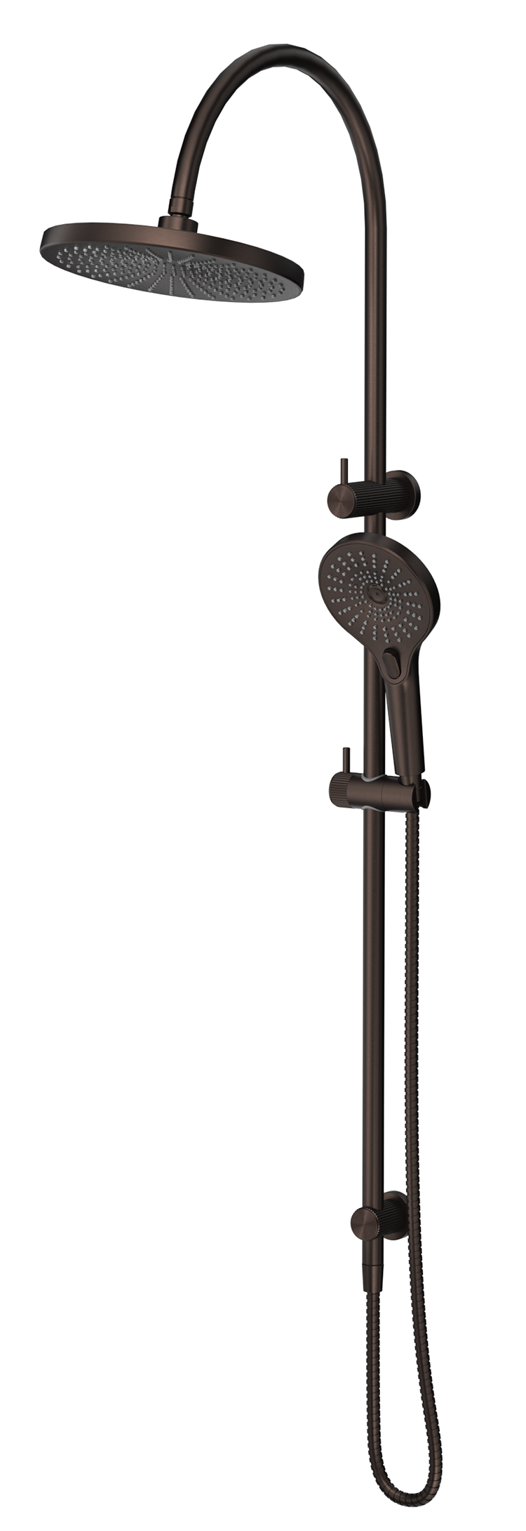 Mica Fluted Gooseneck Dual Shower Rail - Dusk Bronze