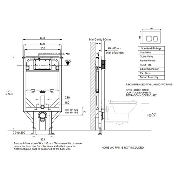 ECONOFLUSH - inwall cistern framed