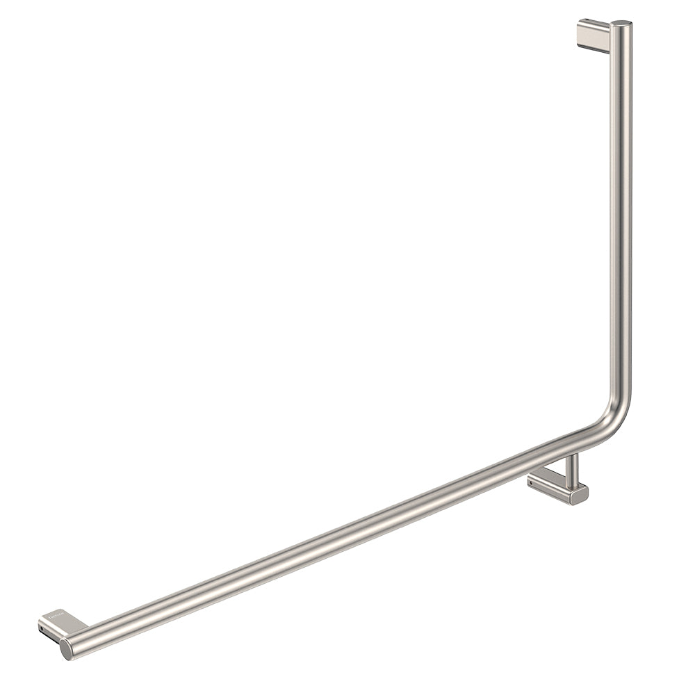 90° Care Slimline Left-Hand Grab Rail, Brushed Nickel