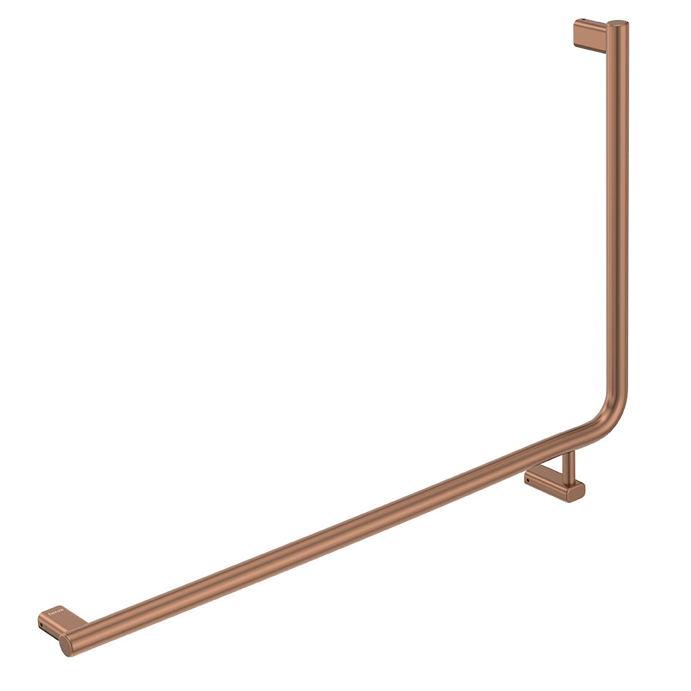 90° Care Slimline Left-Hand Grab Rail, Brushed Copper