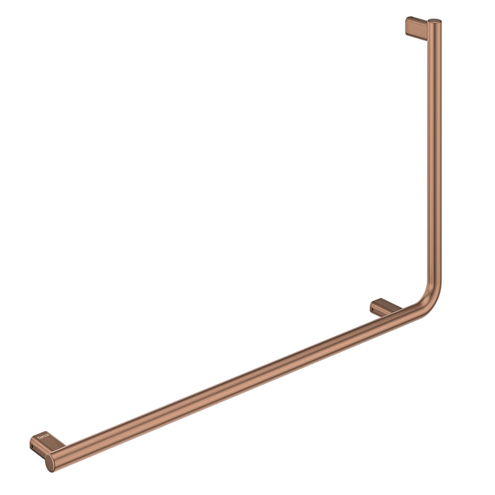 Independent Living, 90° Care Slimline Left-Hand Grab Rail, Brushed Copper