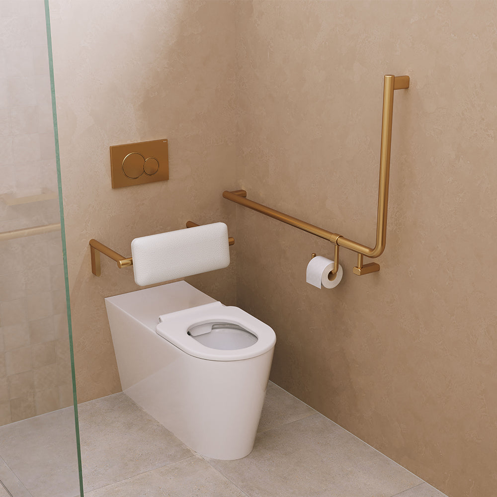 90° Care Slimline Left-Hand Grab Rail, Urban Brass