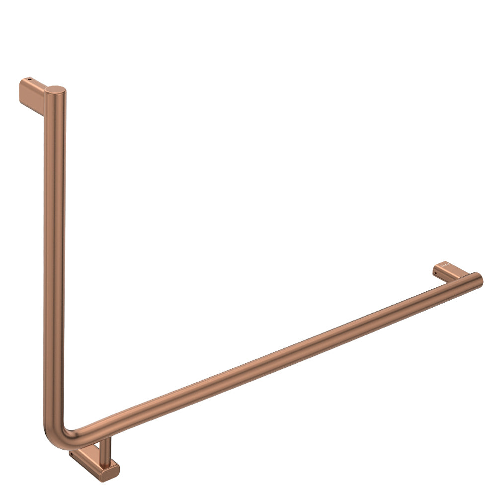90° Care Slimline Right-Hand Grab Rail, Brushed Copper