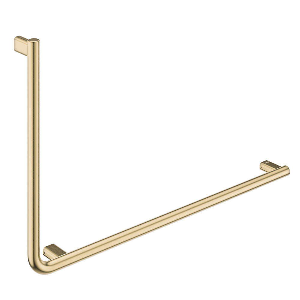 Independent Living, 90° Care Slimline Right-Hand Grab Rail, Urban Brass