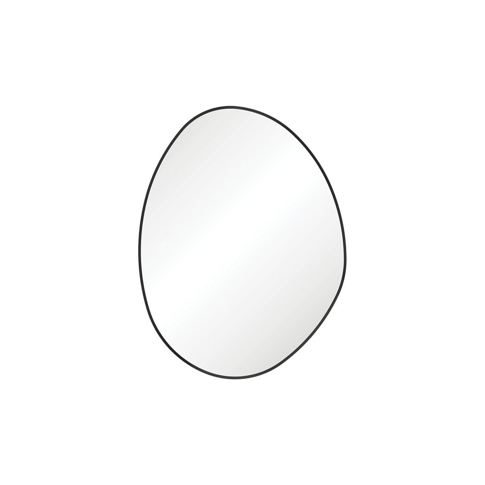 Pebble Matte Black Asymmetrical Framed Mirror, 700 x 920mm