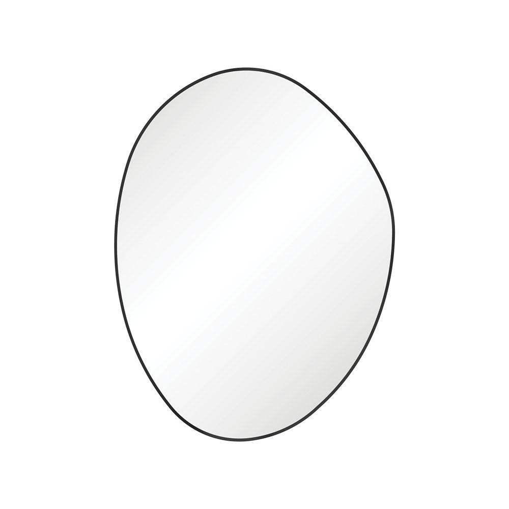 Pebble Matte Black Asymmetrical Framed Mirror, 900 x 1200mm