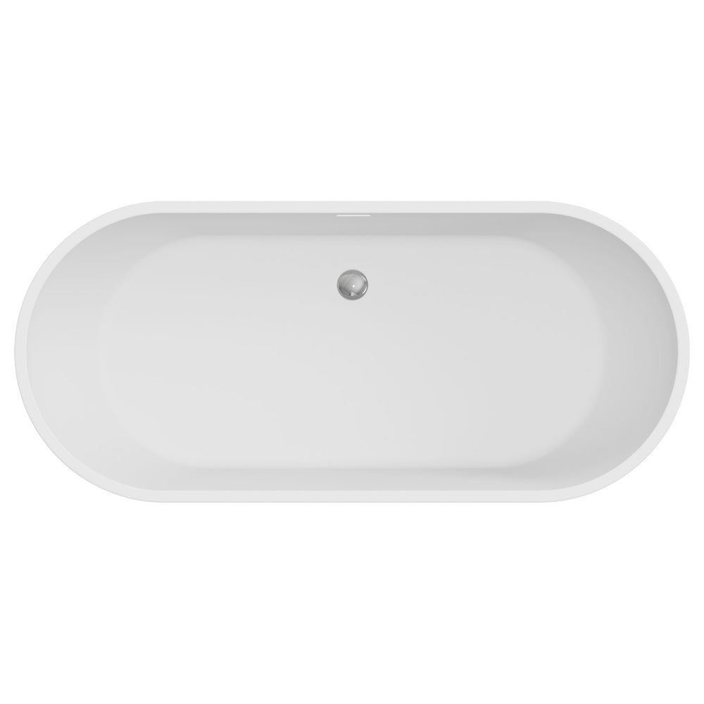 Koko Freestanding Acrylic Bath, 1680mm with Overflow, Matte White 