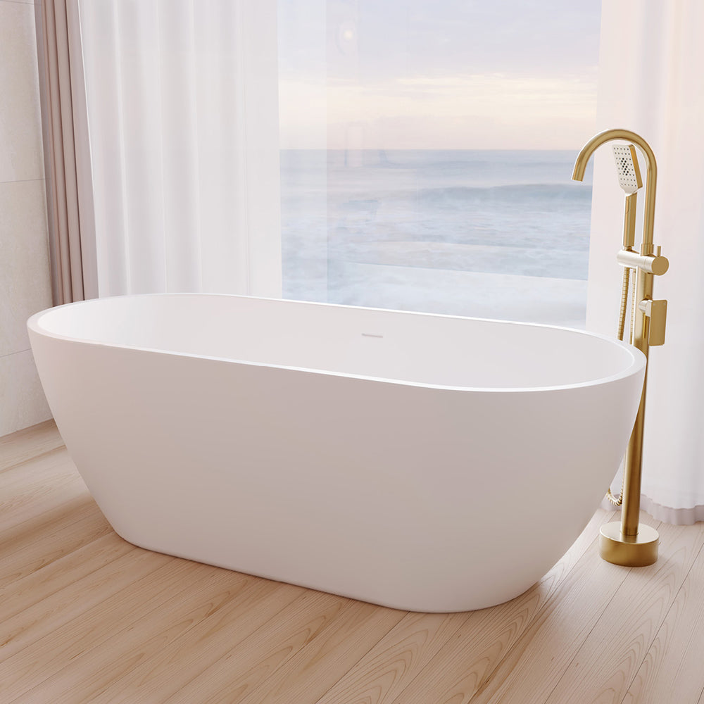 Koko Freestanding Acrylic Bath, 1680mm with Overflow, Matte White 