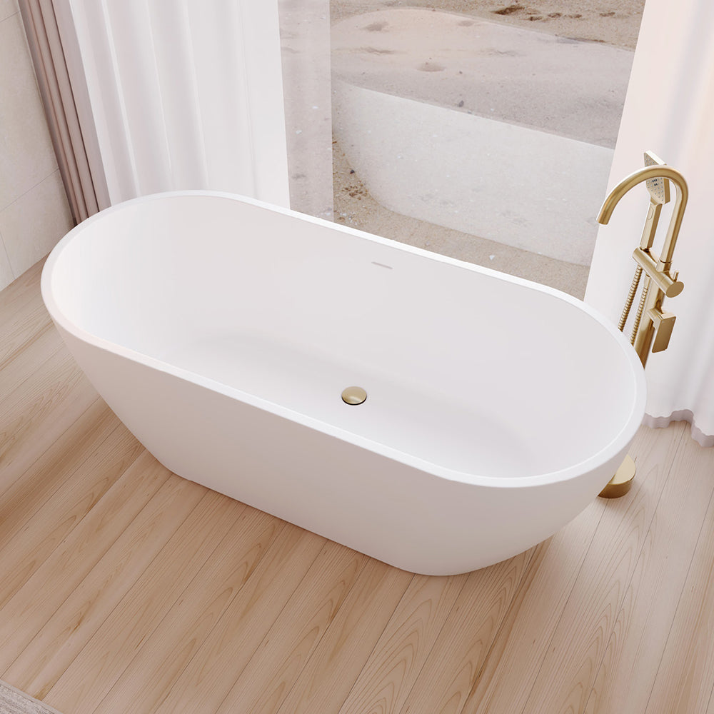Koko Freestanding Acrylic Bath, 1680mm with Overflow, Matte White 
