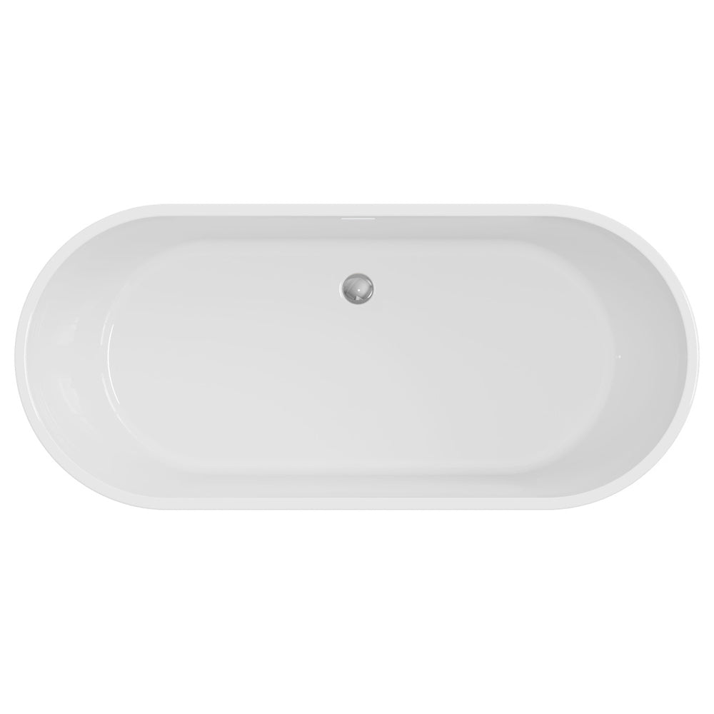 Koko Freestanding Acrylic Bath, 1680mm with Overflow, Gloss White 