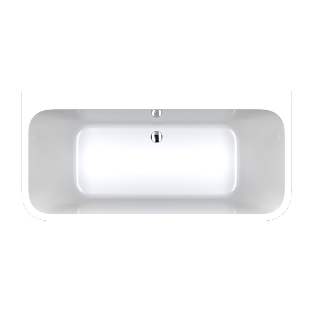 Delta Back-To-Wall Acrylic Bath with Overflow, Gloss White, 1500mm