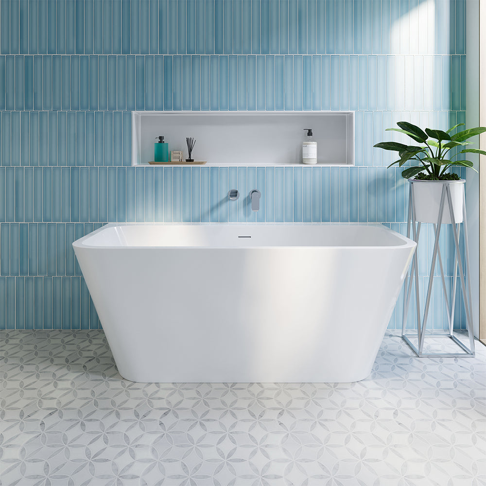 Delta Back-To-Wall Acrylic Bath with Overflow, Gloss White, 1500mm