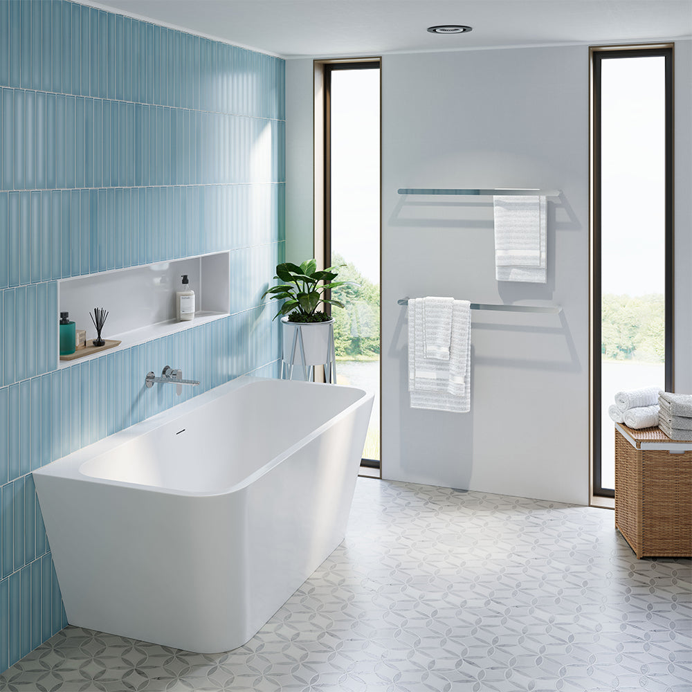 Delta Back-To-Wall Acrylic Bath with Overflow, Gloss White, 1500mm
