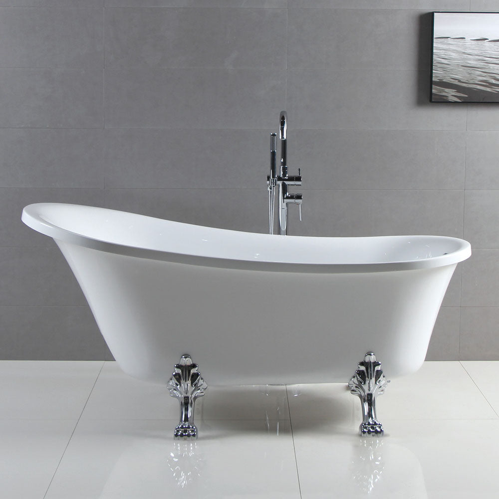 Clawfoot Freestanding Acrylic Bath, Chrome Feet