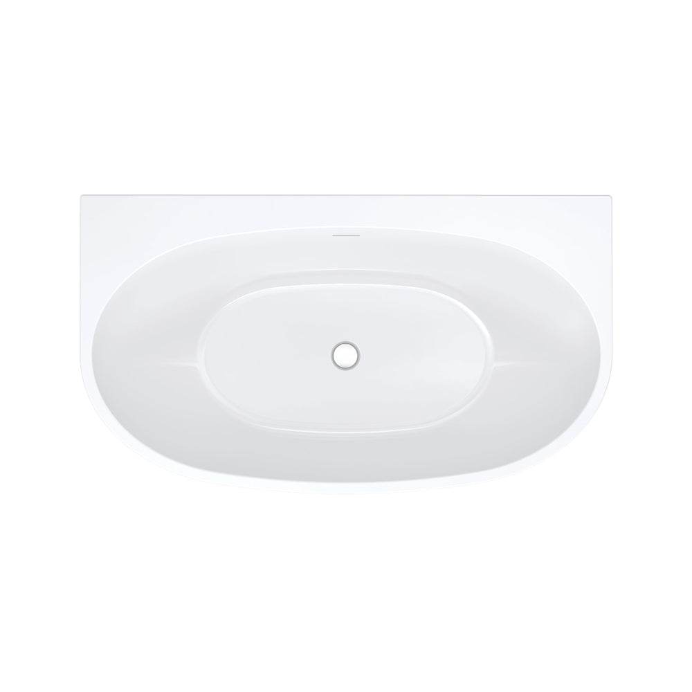 Keeto Back-To-Wall Acrylic Bath with Overflow, 1300mm