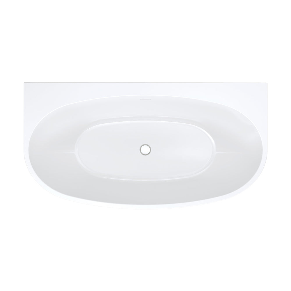 Keeto Back-To-Wall Acrylic Bath with Overflow, 1500mm