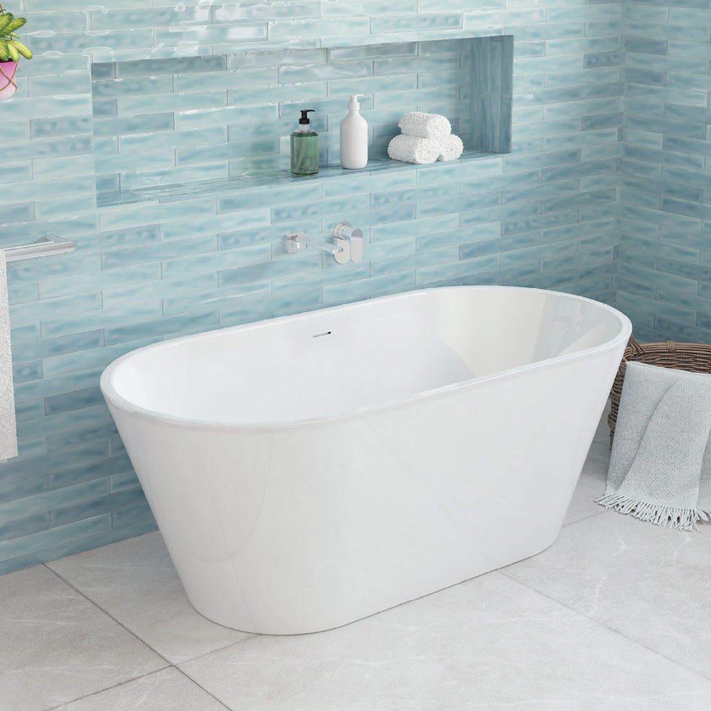 Austin Freestanding Acrylic Bath with Overflow, 1500mm
