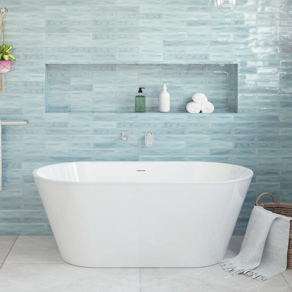 Austin Freestanding Acrylic Bath with Overflow, 1500mm