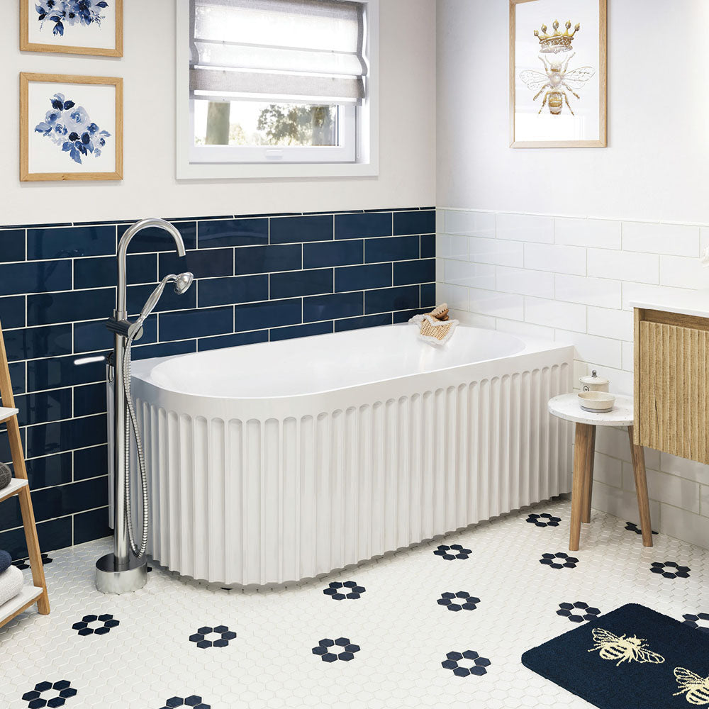 Eleanor Fluted Left-Hand Acrylic Corner Bath, 1500mm