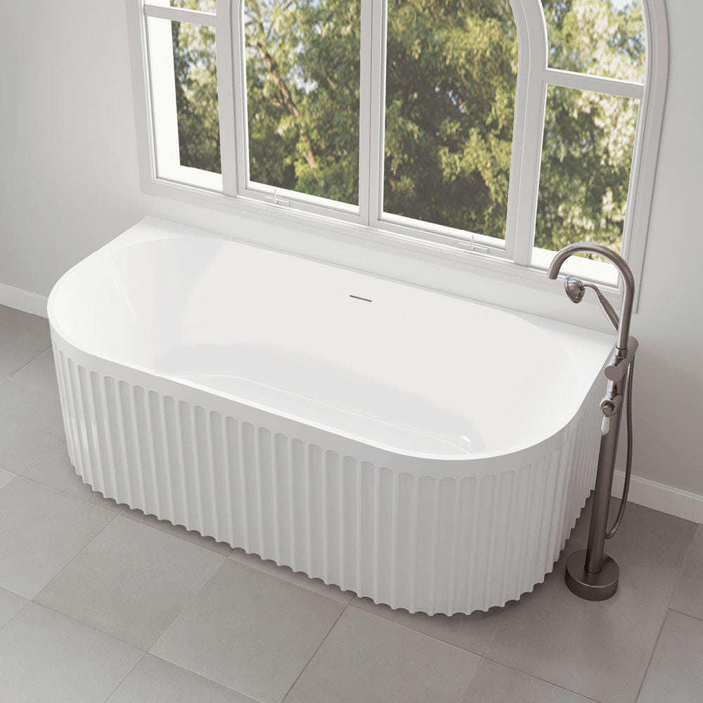 Eleanor Back-To-Wall Acrylic Bath with Overflow, 1700mm
