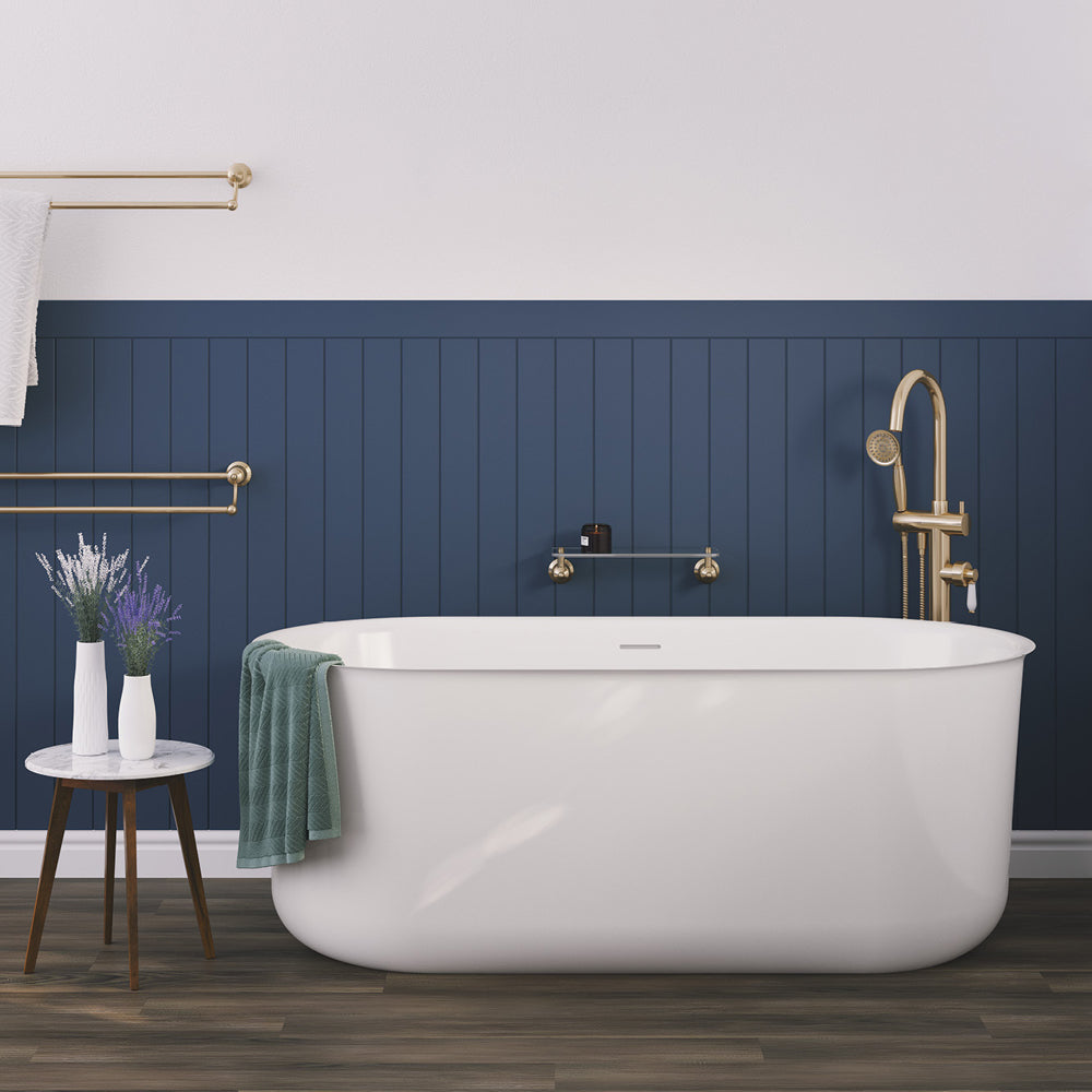 Windsor Freestanding Acrylic Bath with Overflow, 1500mm, Gloss White