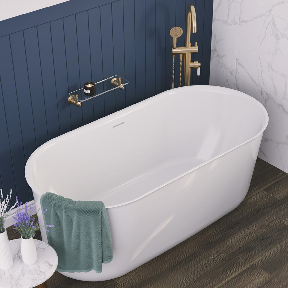 Windsor Freestanding Acrylic Bath with Overflow, 1500mm, Gloss White