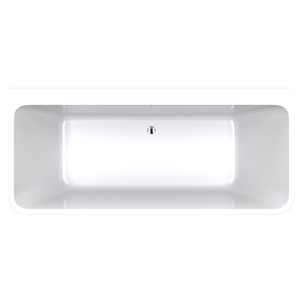 Delta Back-To-Wall Acrylic Bath with Overflow, 1700mm