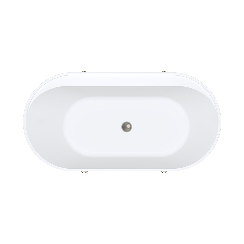 Aluca Freestanding Bath, 1500mm Matte Olive with Brushed Nickel Legs with overflow