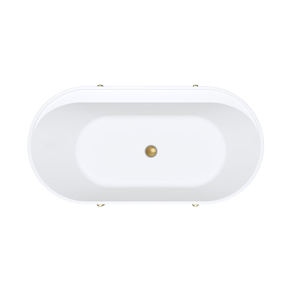 Aluca Freestanding Bath, 1500mm Matte Olive with Urban Brass Legs with overflow