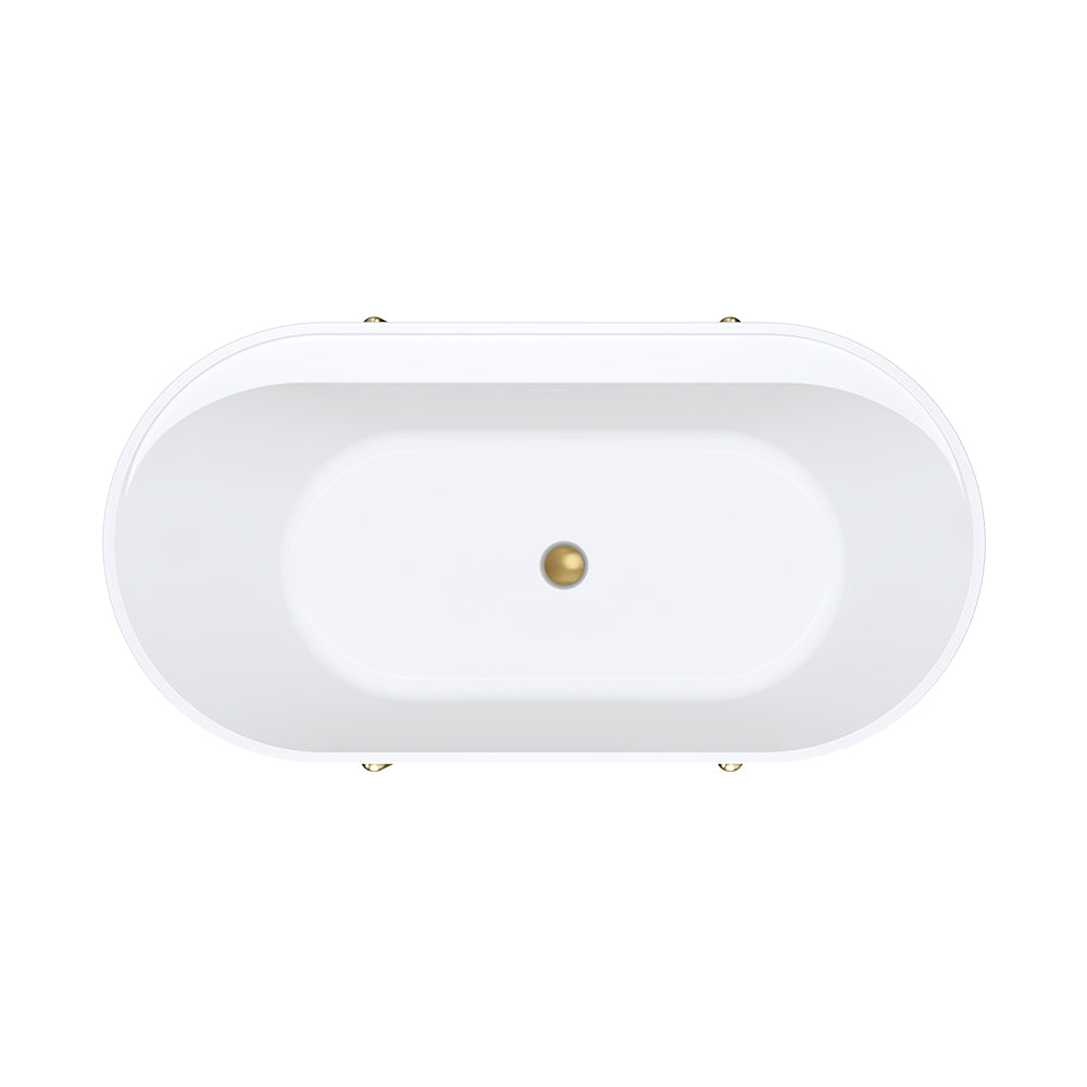 Aluca Freestanding Bath, 1500mm Matte Khaki with Urban Brass Legs with overflow