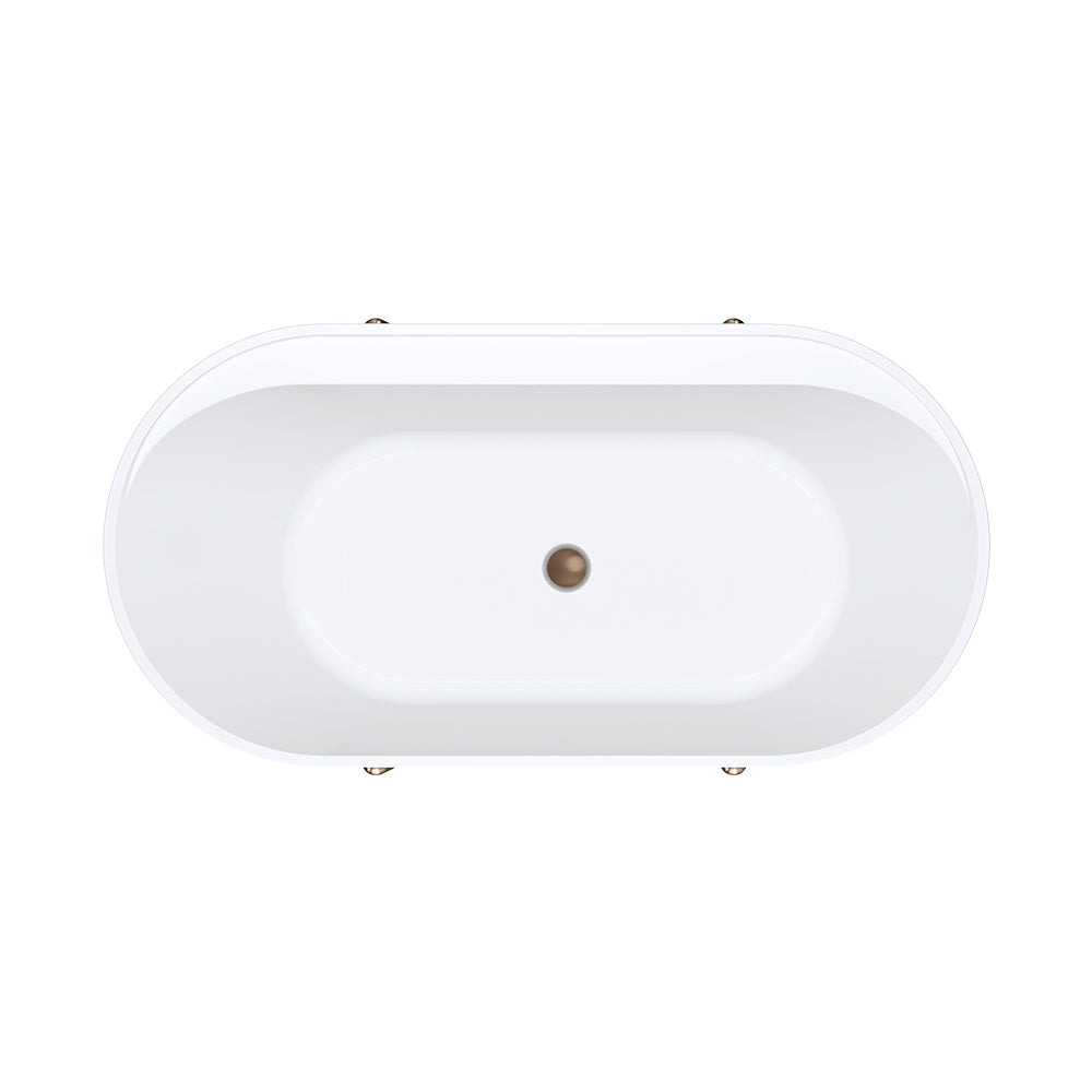 Aluca Freestanding Bath, 1500mm Matte Rouge with Brushed Copper Legs with overflow