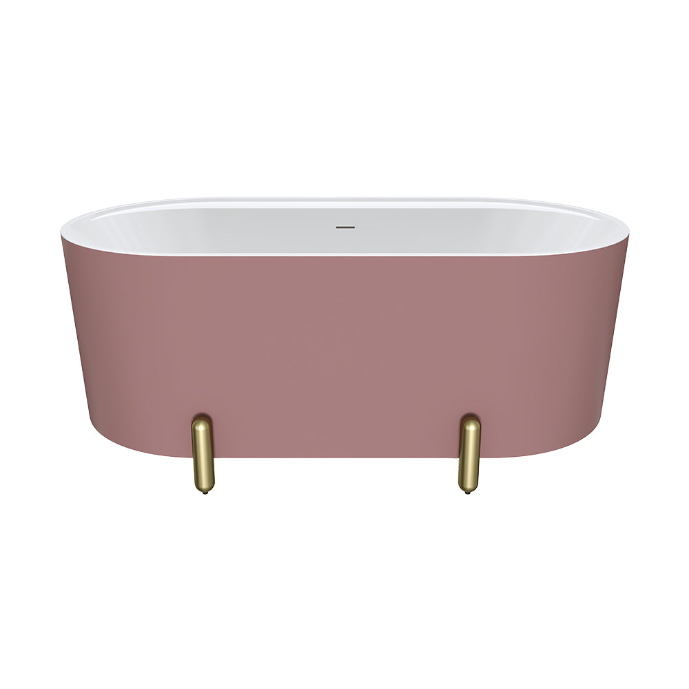 Aluca Freestanding Bath, 1500mm Matte Rouge with Urban Brass Legs with overflow