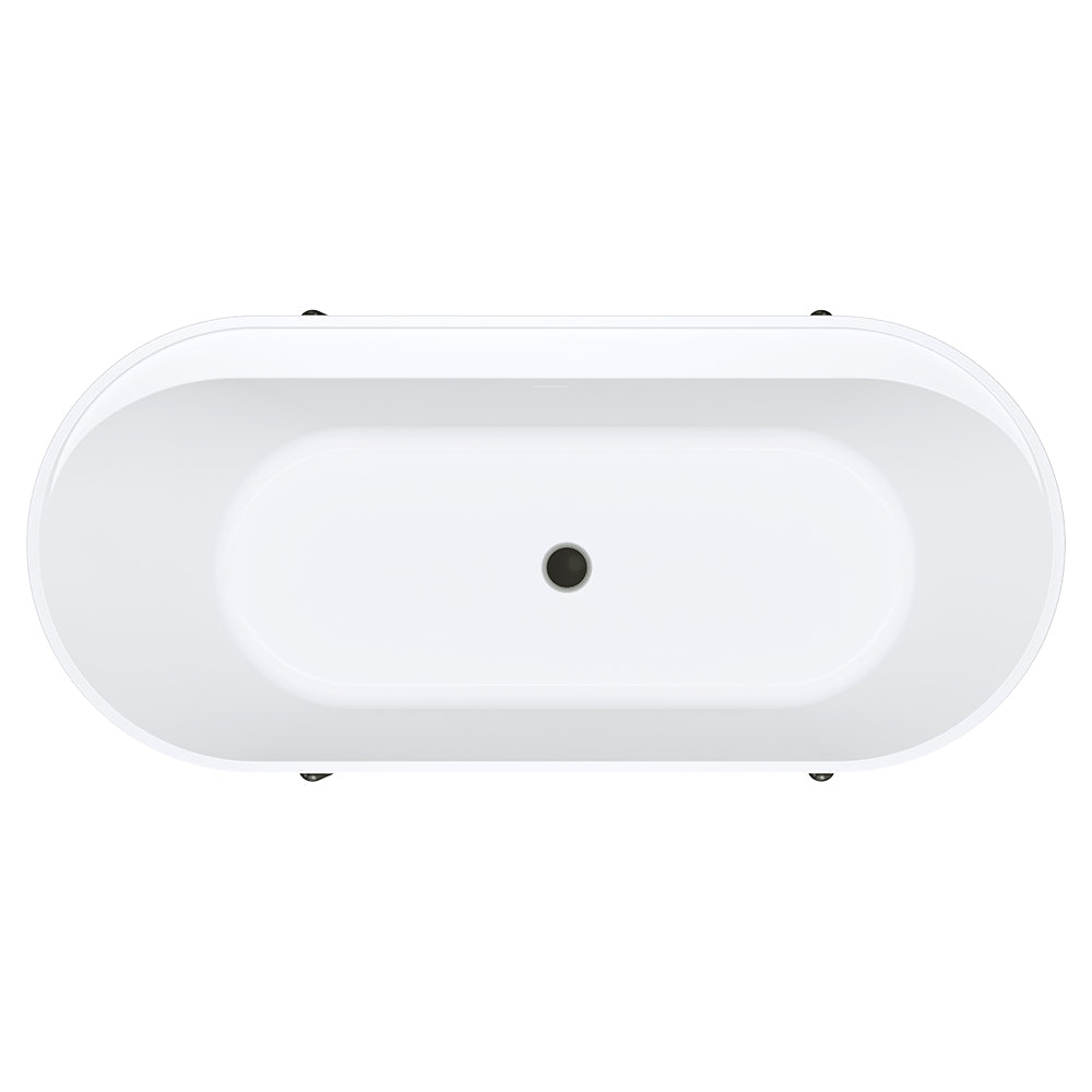 Aluca Freestanding Bath, 1700mm Matte Olive with Matte Black Legs with overflow