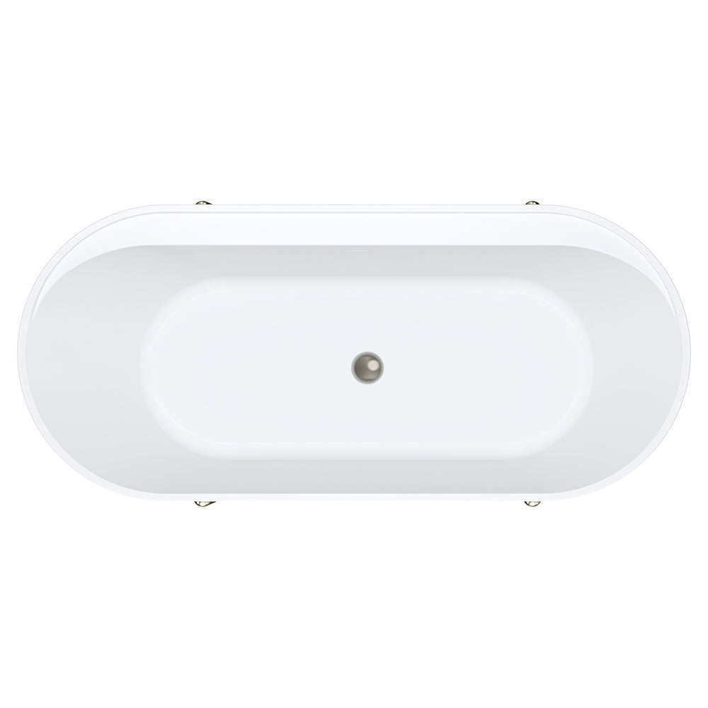 Aluca Freestanding Bath, 1700mm Matte Olive with Brushed Nickel Legs with overflow