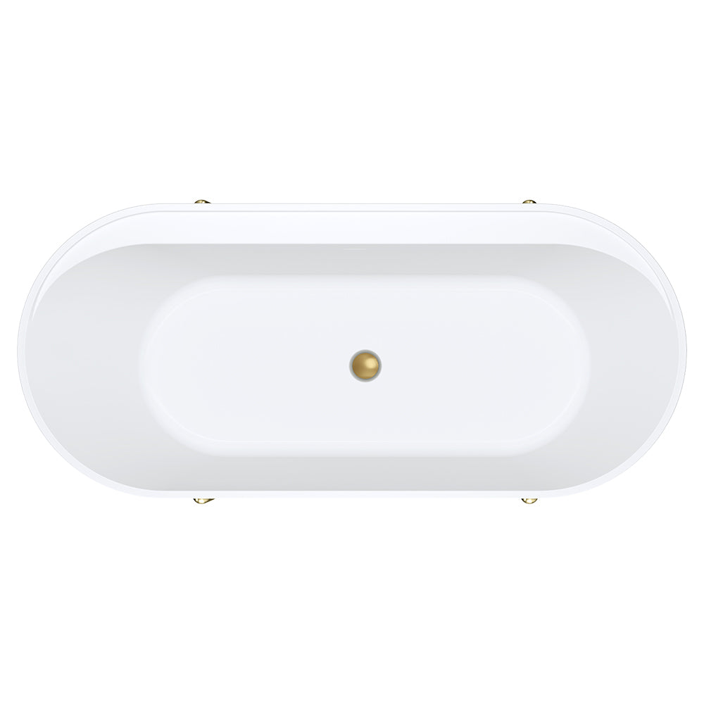Aluca Freestanding Bath, 1700mm Matte Olive with Urban Brass Legs with overflow
