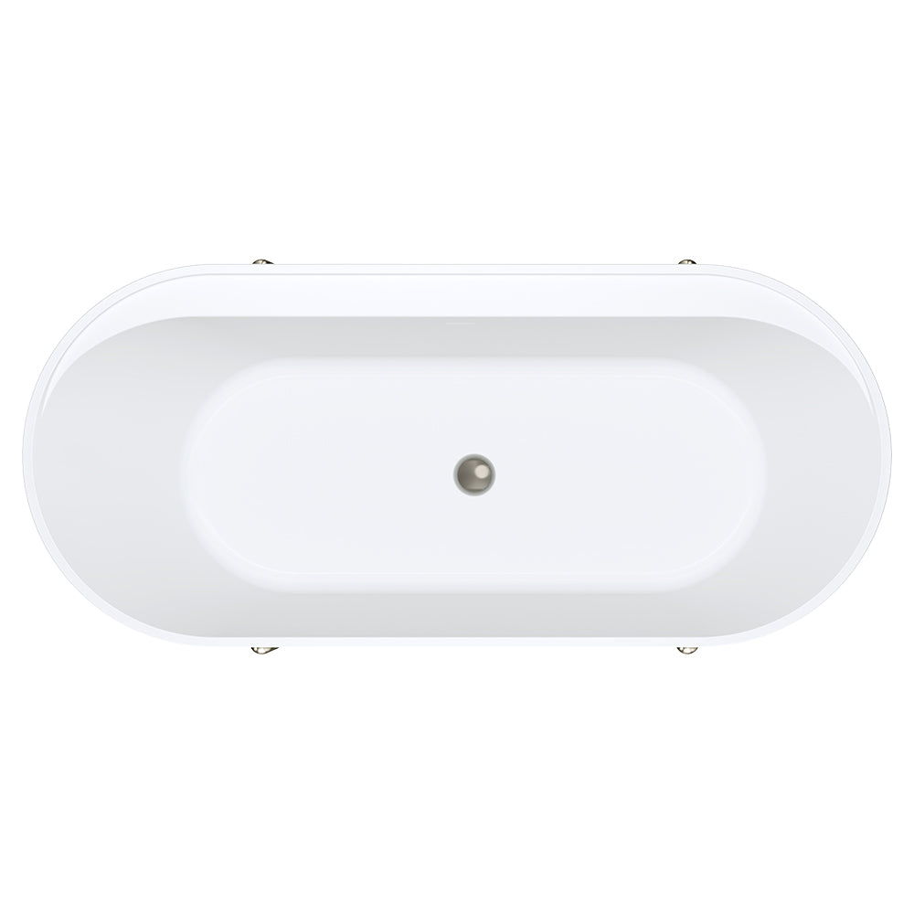 Aluca Freestanding Bath, 1700mm Matte Khaki with Brushed Nickel Legs with overflow