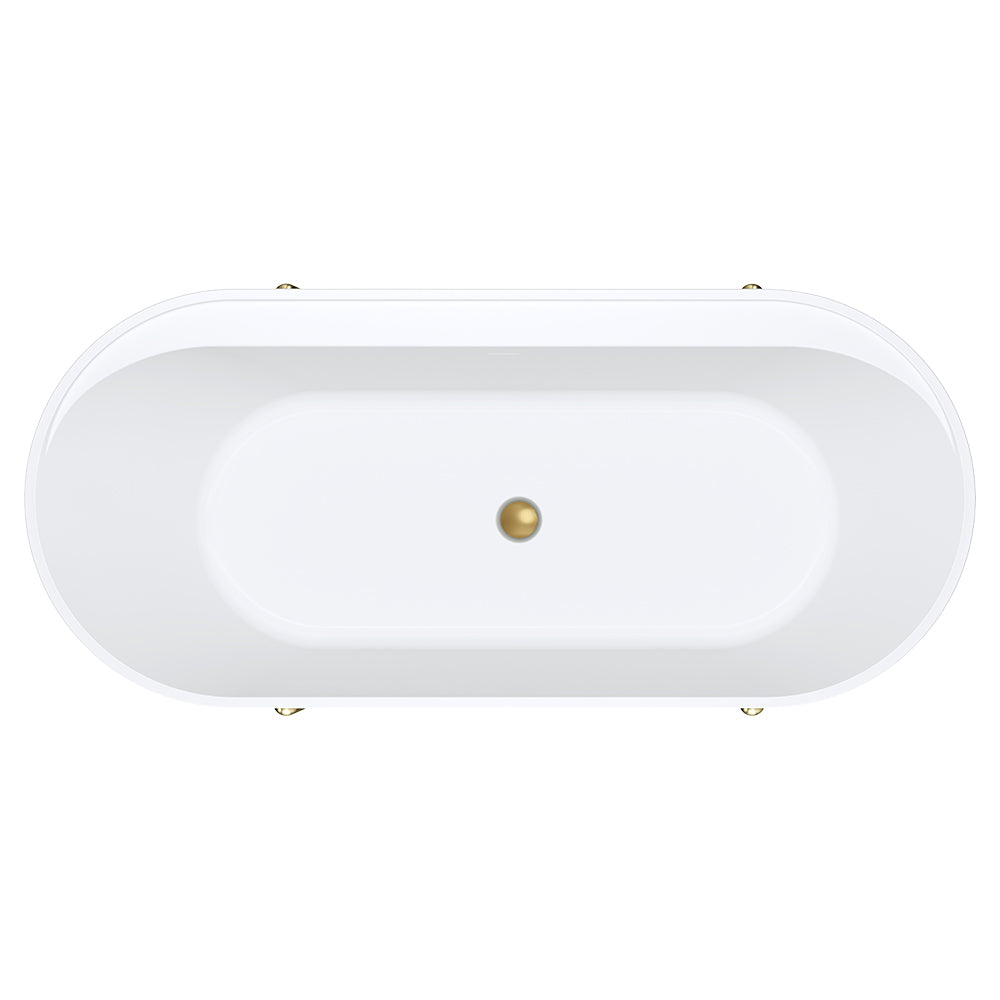 Aluca Freestanding Bath, 1700mm Matte Khaki with Urban Brass Legs with overflow