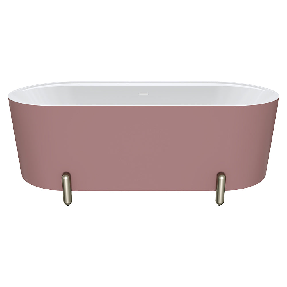 Aluca Freestanding Bath, 1700mm Matte Rouge with Brushed Nickel Legs with overflow
