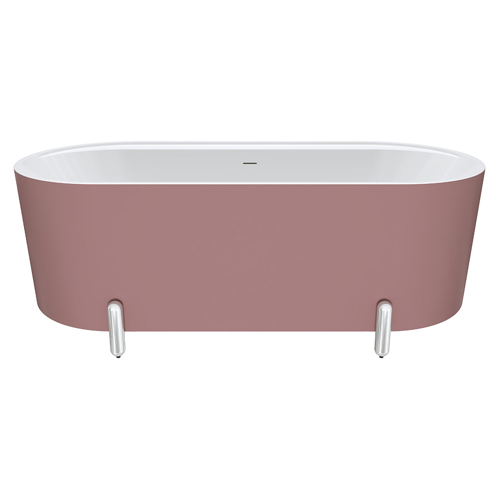 Aluca Freestanding Bath, 1700mm Matte Rouge with Chrome Legs with overflow