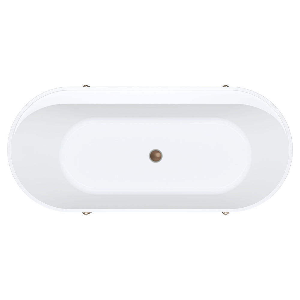 Aluca Freestanding Bath, 1700mm Matte Rouge with Brushed Copper Legs with overflow