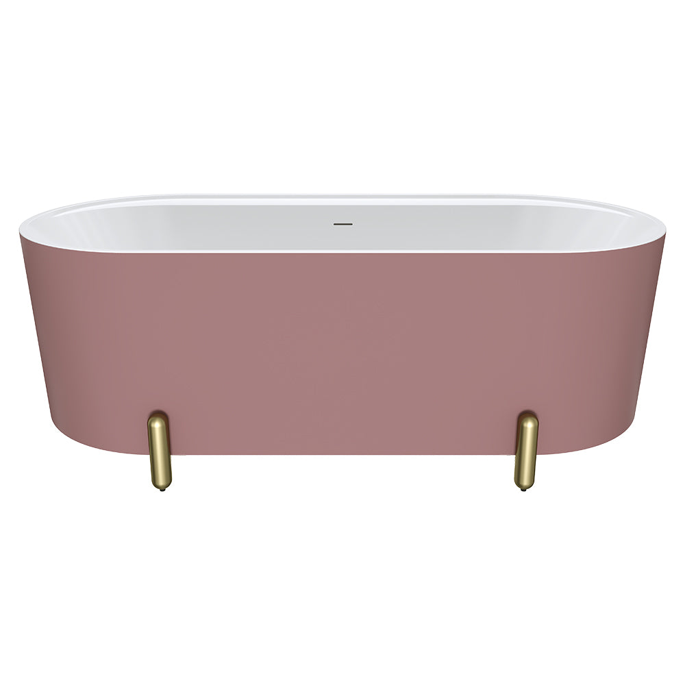Aluca Freestanding Bath, 1700mm Matte Rouge with Urban Brass Legs, with overflow