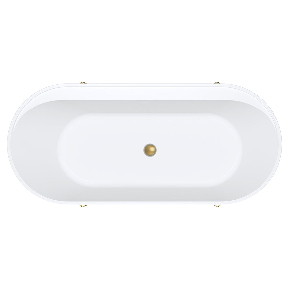 Aluca Freestanding Bath, 1700mm Matte Rouge with Urban Brass Legs, with overflow