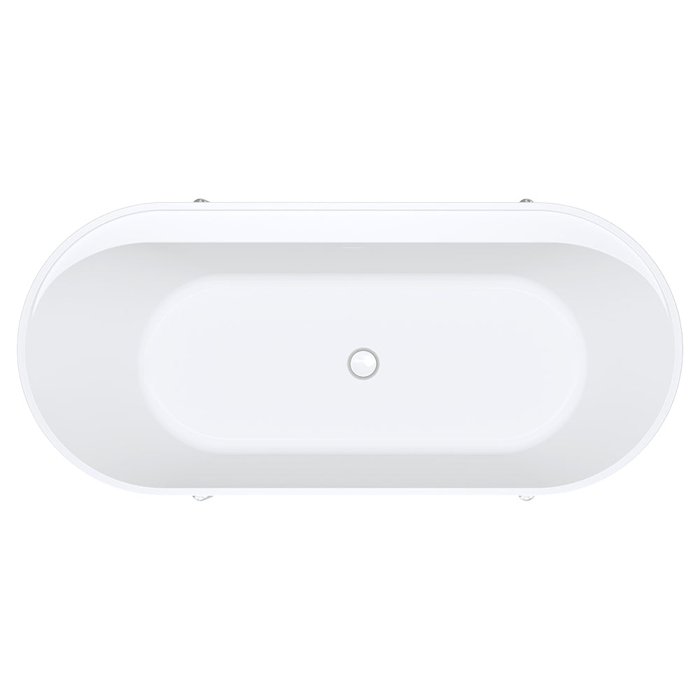 Aluca Freestanding Bath, 1700mm Matte White with Chrome Legs